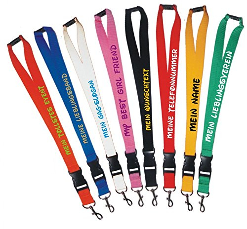 Geschenkartikel Schlüsselband 25 mm mit Sicherheitsverschluss bedruckt mit Schriftzug (rot)