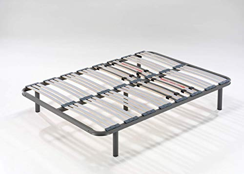 HOGAR24 ES Somier multiláminas con reguladores lumbares (4 Patas Incluidas)-Altura de Las Patas 32cm- 105x180cm