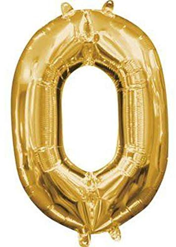 Amscan 3307511 - Mini Shape Folienballon Zahl 0, gold, Größe circa 25 x 35 cm, Heliumballon