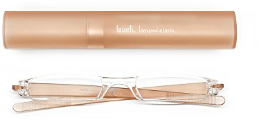 leserli Kompakte leichte randlose Lesebrille Lesehilfe mit Etui in vier Farben Lesebrillen