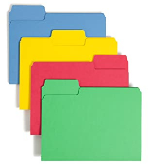 Smead SuperTab Heavyweight File Folder, Oversized 1/3-Cut Tab, Letter Size, Assorted Primary Colors, 50 per Box (10410)