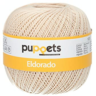Puppets Eldorado Stärke 10 4574010-04269 beige Häkelgarn, 100% Baumwolle