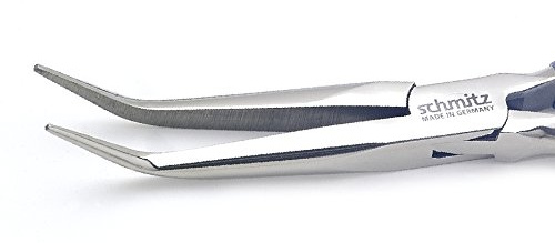 Spitzzange gebogen 200mm - schmitz 4913HS22 - sehr lange,kräftige,gebogene Backen ohne Verzahnung - Dissipative Ableitend - Durchgestecktes Zangengelenk für den Profi - Made in Germany - Solingen