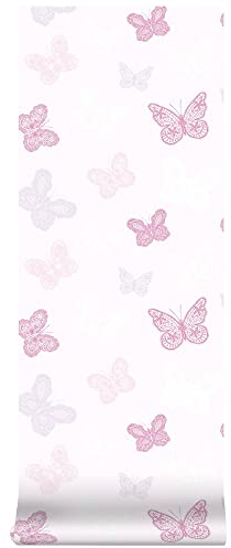 Superfresco Easy Papier peint intissé Papillons glamour 1005 x 52cm Rose, Mauve | Revêtement Mural, Tapisserie | Ambiance Facile à poser et à enlever