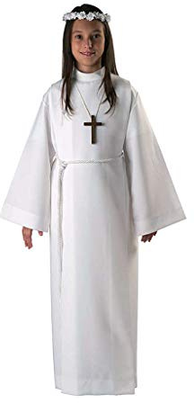 Holyart Abiti Prima Comunione: Tunica Prima Comunione Unisex 2 piegoni, 125 cm (49 INC.)