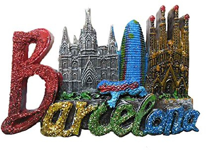 Kühlschrankmagnet, Motiv: Barcelona Spanien, 3D, Polyresin, berühmtes Touristensouvenirs, Buchstaben, Kunstharz, Kühlschrankmagnet, Heim- und Küchendekoration