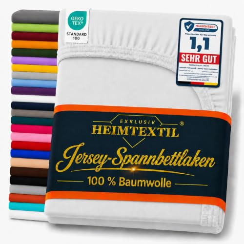 Exklusiv Heimtextil - Lenzuolo con angoli elasticizzati in jersey, 100% cotone, elastico perimetrale, in diverse misure e colori, Öko-Tex Standard 100, 120 x 200 cm, colore argento