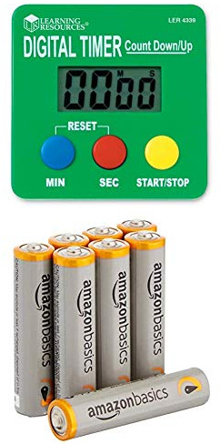 Learning Resources LER4339 Digitaler Timer zum Rückwärts-/Vorwärtszählen mit Amazon Basics Batterien