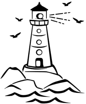 Leuchtturm Aufkleber für Wohnwagen Caravan Wohnmobil, als Wandtattoo im Badezimmer Silhouette Aufkleber, verkauflade by ChrisSu (239/7) (Schwarz Glanz, 15 x 15 cm)