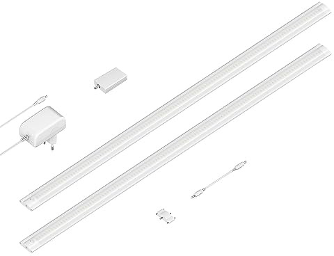 ledscom.de Smarte LED Unterbau-Leuchte SIRIS weiß matt, WLAN-Controller, flach, Smart-Home, Alexa-fähig, je 90cm, je 1044lm, weiß, 2er Set
