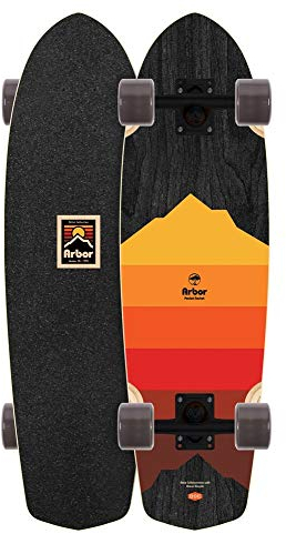Arbor Artist Pocket Rocket Longboard, Erwachsene, Unisex, Schwarz/Orange (Mehrfarbig), 27 Zoll