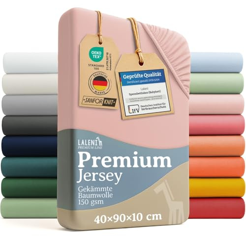 Laleni Premium Spannbettlaken, 40x90cm, für Babybett & Kinderbett, 100% Baumwolle, Oeko-TEX Zertifiziert, 2er Set, Rosa