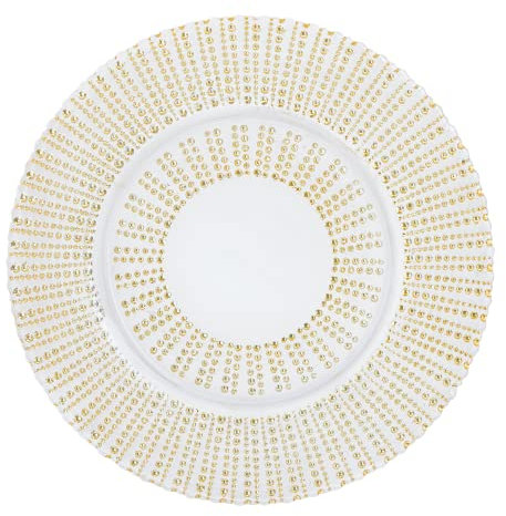 Sparkles Home Venezia Glass Charger Plate, Round, Hand-Painted Dinner Plate Server, For Formal Dining Table Setting, Events, Wedding, Gold, 13, Sold Individually