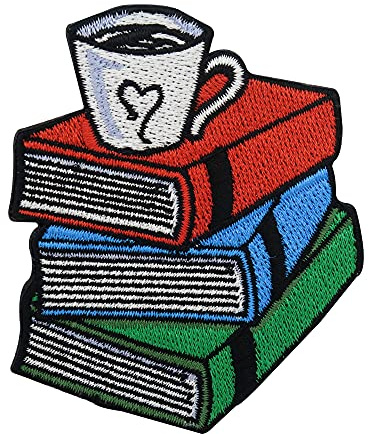 Finally Home Bücherwurm Patch zum Aufbügeln | Buch Patches, Kaffee & Tee Bügelflicken, Lesen Bügelbild, Aufnäher