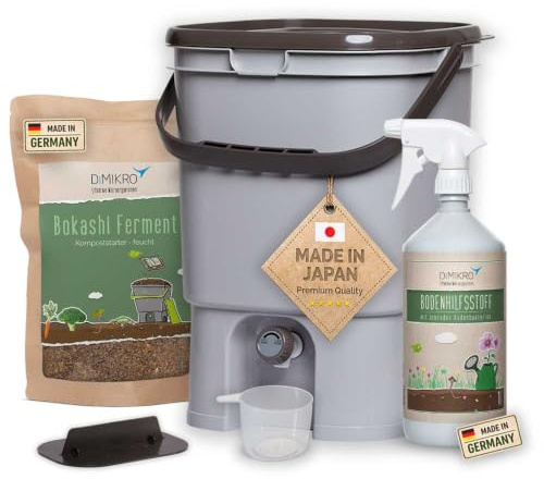 DIMIKRO Kit de démarrage pour bokashi japonais, avec ferment pour bokashi et EM actifs, brochure (français non garanti), gris