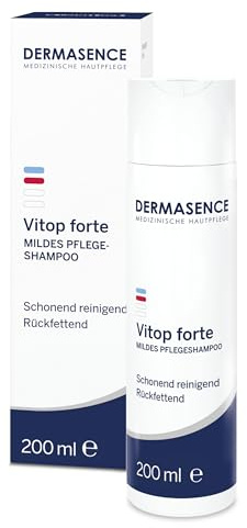 DERMASENCE Vitop forte Mildes Pflegeshampoo, 200 ml | Mildes pH-hautneutrales Shampoo, für empfindliche Kopfhaut, mit Panthenol, Hafer und Betain, ab 3 Jahren, vegan