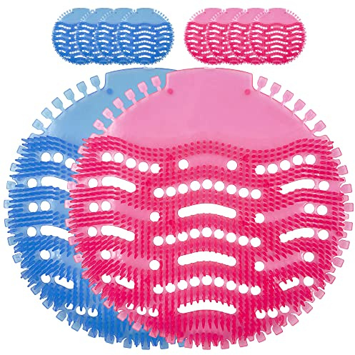 Pack of 10 Urinal Screen Splash Mats, Odour Neutraliser Urinal Splash Guards for Men’s Toilet, Scented Toilet Deodoriser (x5 Cherry Pink and x5 Ocean Mist Blue)