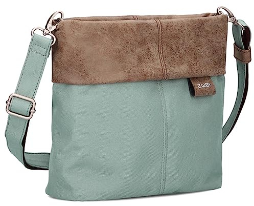 Zwei Damen Handtasche Olli OT8 Umhängetasche 3 Liter klassische Crossbody Bag wasserabweisend robust strapazierfähig Bicolor Design Schultertasche inkl. 2 Schultergurte kurz & lang (ocean)