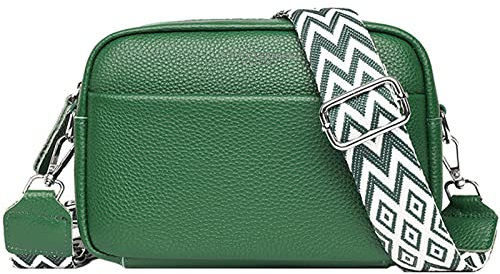 Elsaybro Sacs Bandoulière Femme Cuir Sac Banane Femme Cuir veritable sac à bandoulière dames Petit Sac a Main Femmes bandoulieres, Bandoulière Amovible,vert.