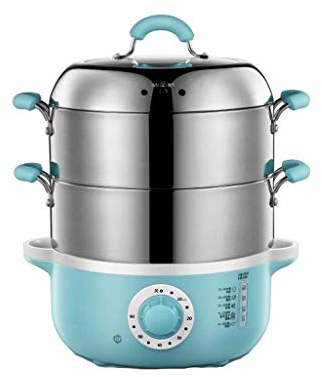 OQHAIR Cuiseur Vapeur électrique Multifonction Domestique 304 en Acier Inoxydable Mise Hors Tension Automatique Mini Petit cuiseur Vapeur à Cage à Vapeur