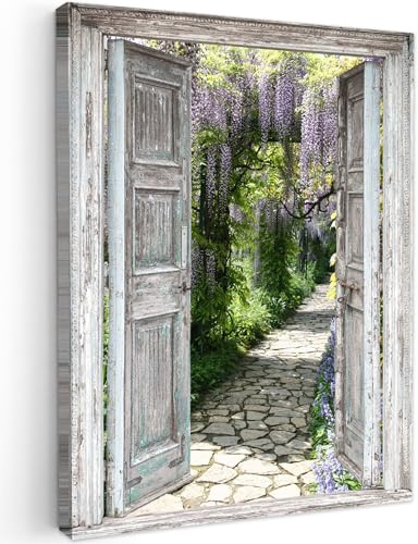 MuchoWow© Impression sur Toile Decoration Murale Peinture Tableaux | 50x70 cm - Decoratifs Muraux Décoration Chambre Vue transparente - Forêt - Pierres - Printemps
