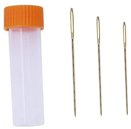 Lurrose Juego De Agujas De Bordar y Coser De Acero Bañadas Oro, 19 Piezas (tamaños,), Agujas De Punto De Cruz Para Costura Manual, Kit Para Aficionados, Uso Doméstico y Manualidades
