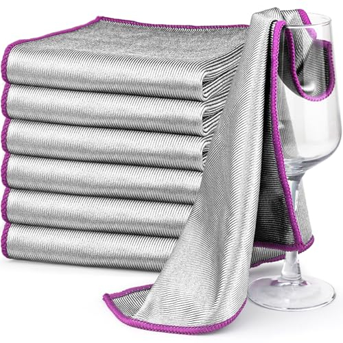 Ekedalen Microfiber Cleaning Cloth, Glass Window Mirror Cloth for Streak Free Lint Free Magic Shiny Polishing Buffing, Dish Cloth for Washing Drying Home Kitchen Car Bathroom, Double Sided Tea Towel