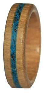 Ring blau - Holz vom Nussbaum mit Edelstein - schöner handgefertigter Schmuck für Damen und Herren