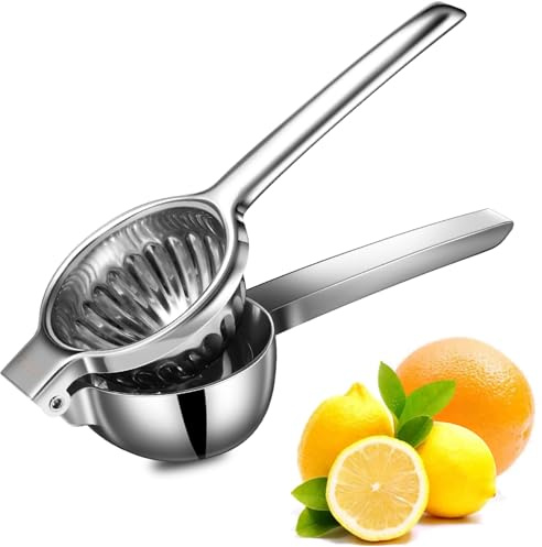 TEZZ Upgrated Extra Large Lemon Squeezer, Heavy Duty Handhelp Orange Juicer with 3.47'' extra big Filter Bowl, Stainless Steel Hand Press Citrus Juicer, Lime Squeezer Bar Tool, Manual Citrus Press