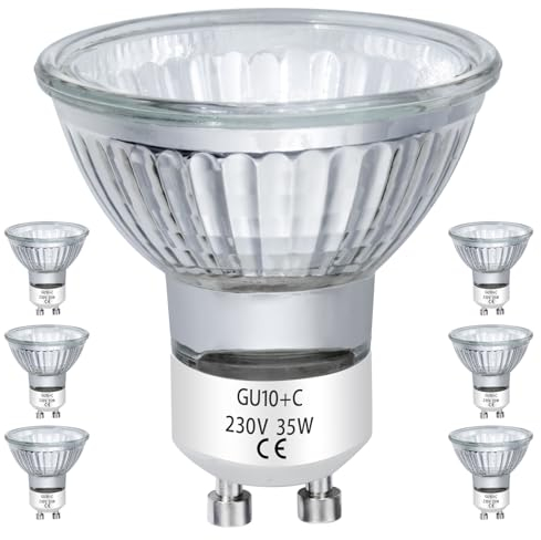 EKSAVE Ampoules Halogènes GU10 25W 230v MR16 pour Rail, encastré, éclairage d'accentuation, plafonnier, hotte, dimmable blanc chaud, lot de 6