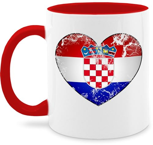 Tasse Tassen 325ml - Fußball EM WM - Kroatien Croatia - 325 ml - Rot - kroatische 2024 fussball hrvatski fanartikel europameisterschaft croatian fu ball hrvatska em24 kroatisch fussball-wm