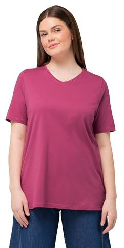 Ulla Popken Maglietta Basic Classic, Scollo a V, 747957 T-Shirt, Lilla, 64 IT/66 IT Donna