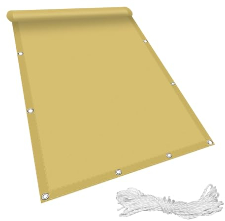 Sonnensegel Wasserdicht Rechteckig 9.5 x 9.5 m PES Polyester Imprägniert Uv-Schut Markisenstoff Nach Mass mit Ösen Segeltuch für Garten Balkon, Sandgelb