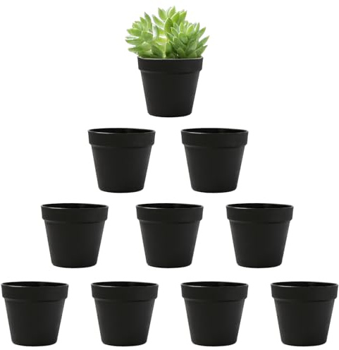 ATB-Foger 10 Stück 10CM Blumentöpfe Plastik Klein Bruchsichere Blumentöpfe aus Plastik Kunststoff Pflanztöpfe Rund für alle Hausgarten Blumen Sukkulenten Saatgut starten Töpfe