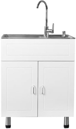 Spülenschrank Mit Spüle Und Armatur Freistehender Outdoor-Spüle Gewerbliche Küchenspüle Waschbecken Edelstahl Waschbecken Freistehend With Tap Für Außen/Innen/Camping/Garten(53x38cm/20.8x14.9in)