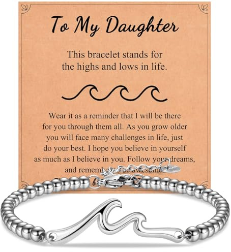Shuxin Daughter Gifts from Mum, To My Daughter Wave Bracelet Birthday Gifts, Christmas Stocking Fillers for Girls, Xmas Gift Jewellery Present for Teenage Girls Women Her