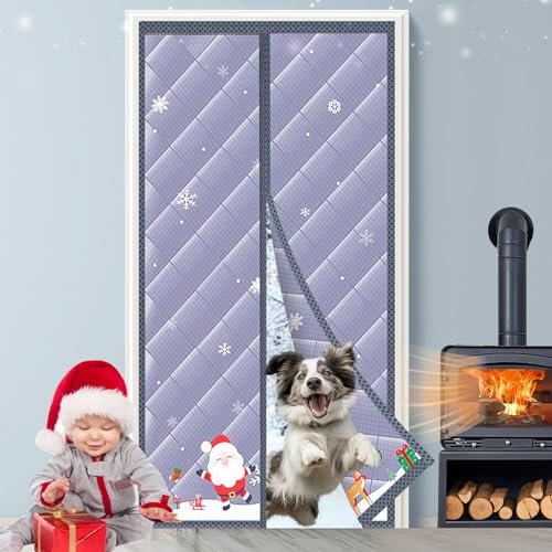 RuiYeek Thermo-Türvorhang, Weihnachts-Türabdeckung, passend für Türgröße 96,5 x 208,3 cm, Oxford-Gewebe, gefüllt mit dicker Baumwolle, um Zugluft fernzuhalten, Winter-Türvorhang für Küche,