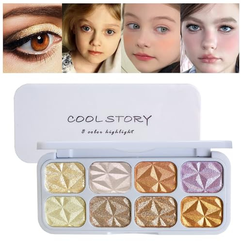Juegos de Maquillaje Infantil de 9 Colores para niñas, Kit de Maquillaje Lavable para niños, Kit de Maquillaje con Espejo, no tóxico, Juego de Belleza cosmética (8 Colores - brillantez Dorada)