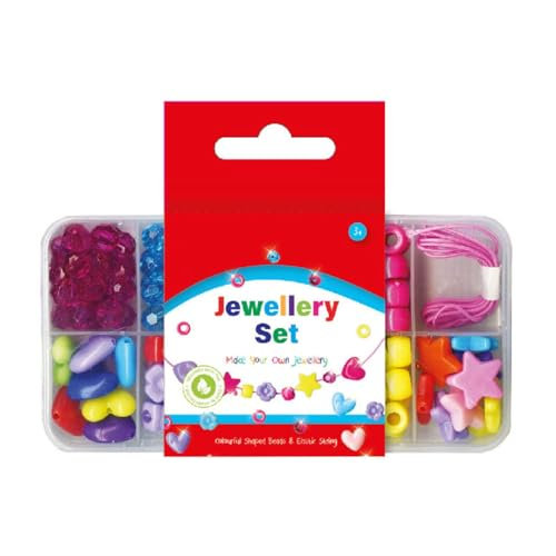 Kids Jewellery Making Kit Make Your Own Jewellery Bracelet Making Kit Girls Craft Set for DIY Bracelet Necklace Jewelry & Crafts Making Assorted Beads&Elastic String (1pack)