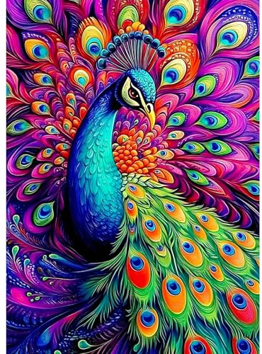 CEOVR Diamond Painting Pavo Real,5D Diamond Painting Kit Completo,Animales Pintura de Diamantes Arte 30x40 cm,DIY Diamond Art Kits Adulto Principiante