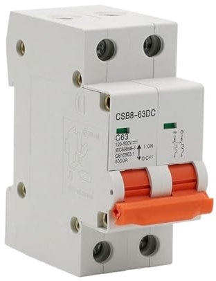 WVRWFDLW Mini disjoncteur Solaire 2P DC 500V MCB, fusible à Courant continu, système PV, énergie Solaire, Protecteur 1/3/6/10/16/20/25/32/40/50/63A(1A)