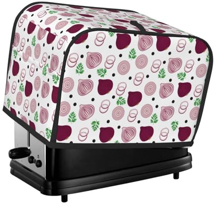 Copertura per tostapane a 2 fette, con stampa di cipolle, con tasche, per piccoli elettrodomestici da cucina, protezione dalle impronte digitali, lavabile in lavatrice