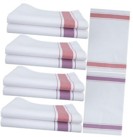 GOOHOCHY 10pcs Cotton Wine Glass Polishing Cloths Microfiber Kitchen Washcloths Reusable Absorbent Stemware for Restaurant Bar Dining Purple and Red