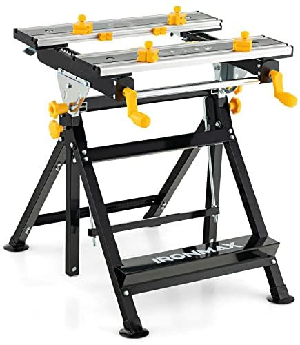 FANTASK Tavolo da lavoro pieghevole, regolabile in altezza e inclinabile, tavolo da lavoro con grande piano di lavoro allungabile