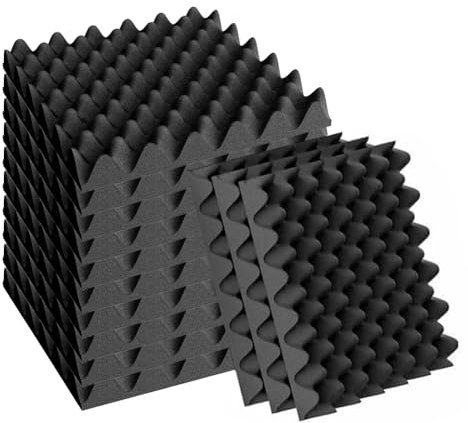 CEWROM Lot de 12 panneaux de mousse acoustique en matériau ignifuge et ignifuge à haute densité, tapis d'insonorisation 3D haute densité pour les salles d'enregistrement et les bureaux (30 x 30 x 2,5