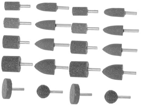 Cabilock 20piezas Cabezal de Rectificado para Tallar y Pulir Brocas Rotativas con Vástago para Vidrio Cerámica y Piedra Muelas Abrasivas de Afilado para Esmerilar y Lijar Trabajos