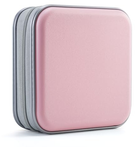 UENTIP CD-fodral, 48 kapacitet hårdplast bärbar resa DVD-fodral skyddande dragkedja CD-fodral hållare bilförvaring plånbok väska (ljusrosa)