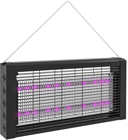 HOMCOM Lampada Antizanzare per Interno 60㎡, Zanzariera Elettrica da Interno, Luce Anti Insetti Elettroinsetticida con 2 LED, Catenella e Rete di Protezione, 49x6x25 cm, Nero