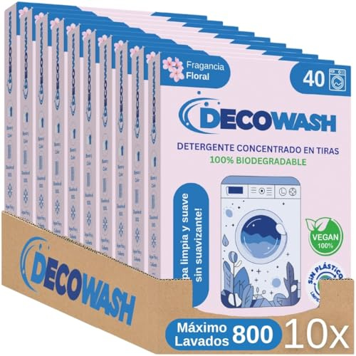 Detersivo in Fogli per Lavatrice (Fino a 800 Usi) Ecologico, Ipoallergenico, Senza Plastica, Sapone in Fogli per Bucato Pulito e Morbido, Perfetto per Viaggio, Bimbi e Pelli Sensibili (Floreale)