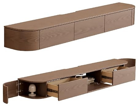 Mueble de TV Flotante de Pared con Luces LED, Mueble de TV de Nogal de 180 cm, Consola de TV Moderna para Sala de Estar, Elegante Centro de Entretenimiento de Pared.